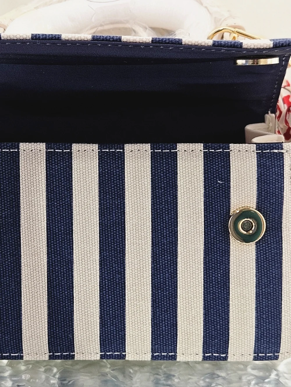 Betsey Johnson Jules Striped Crossbody Bag Lobster Ribbon Nautical Cottagecore